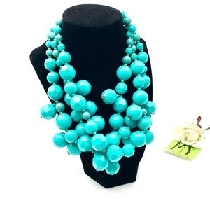 Three Strand Chunky Bib Turquoise Necklace